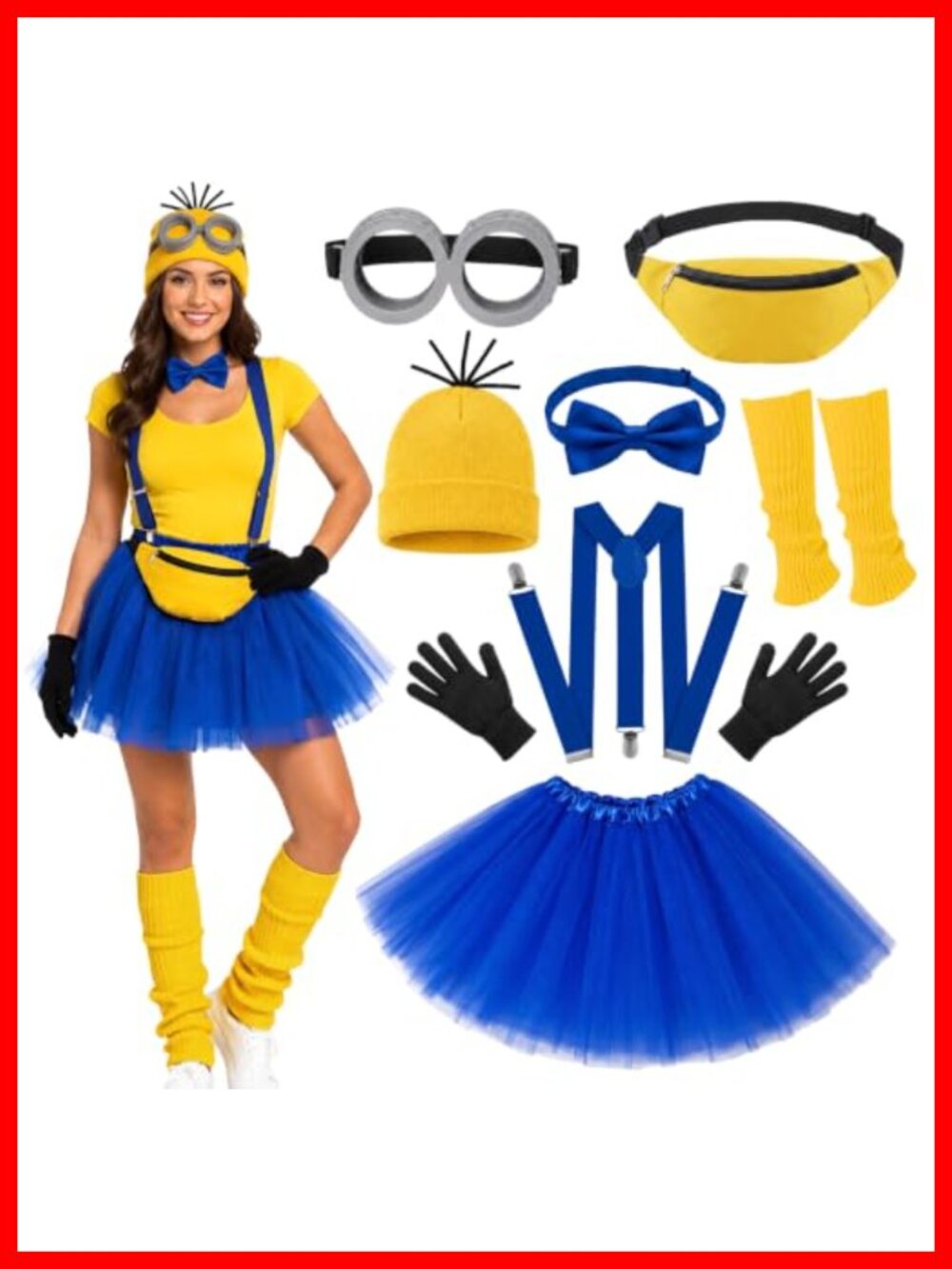 10Pc Adult Halloween Cosplay Costume Accessory Set Tutu Suspenders Lightweight
